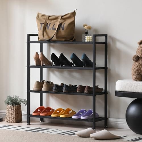 Durable 4-Tier Metal Shoe Rack for 12 Pairs Easy to Assemble