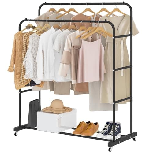 Laiensia Gold Double RodClothing Rack with Wheels