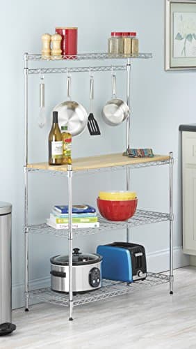 Whitmor Supreme Baker's Rack with Removable Wood Cutting Board - Chrome