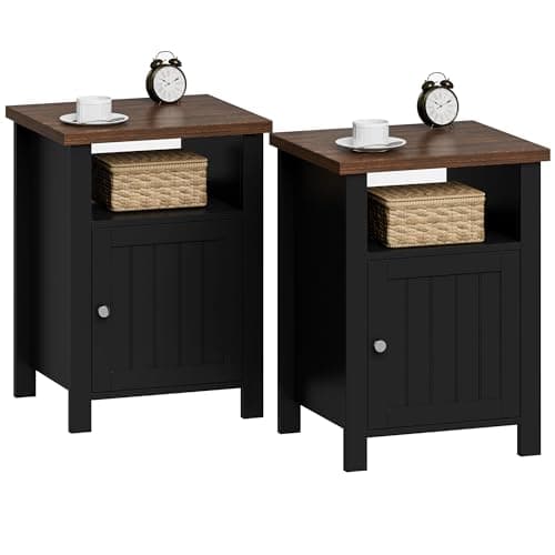 ChooChoo Farmhouse Nightstands Set of 2, White Vintage Storage Tables