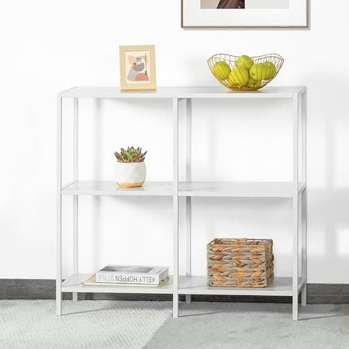 HDANI 31.5 Inch Narrow Entryway Table with 3 Tier Storage Shelves, Modern White Sofa Table