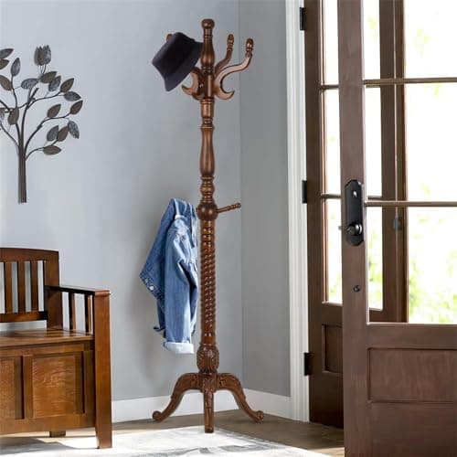 Wooden Coat Rack with 8 Hooks - Creative Tree Branch Design for Entryway, Hallway, Bedroom - Holds up to 160lb