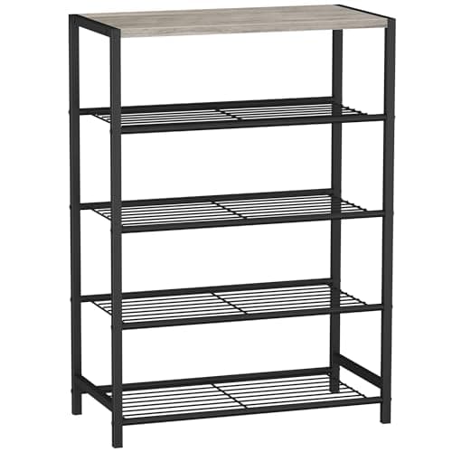 HOMEFORT Narrow 3-Tier White Oak Shoe Organizer Tower