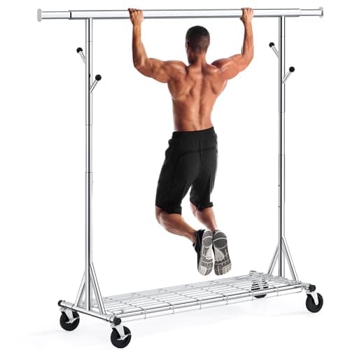 Portable Heavy Duty Clothes Rack for Hanging 200 Clothes with 480 lbs Load Capacity