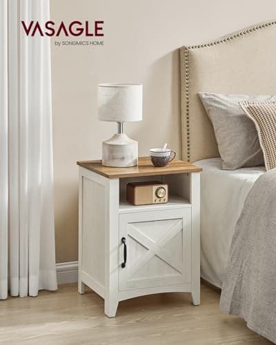 VASAGLE LIRY Collection Rustic White & Honey Brown Farmhouse Nightstand Set of 2
