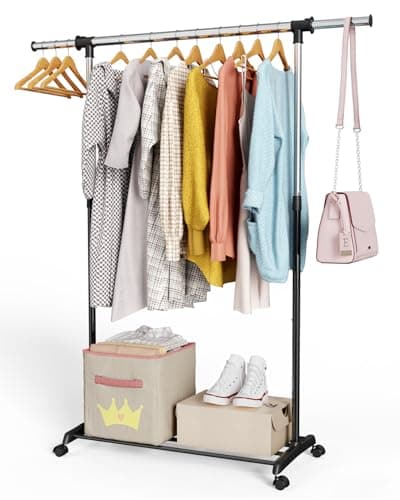 Whitmor Deluxe Rolling Garment Rack - Black and Chrome