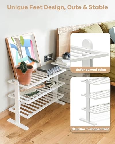 Varhomax Bamboo Shoe Rack, 3-Tier Closet Organizer for Small Spaces