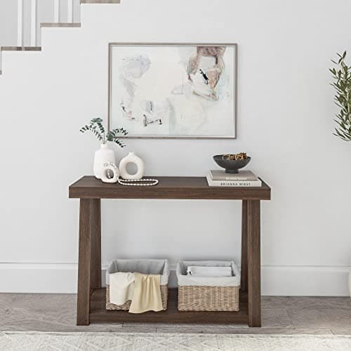 Walnut Plank+Beam Solid Wood Console Table with Storage