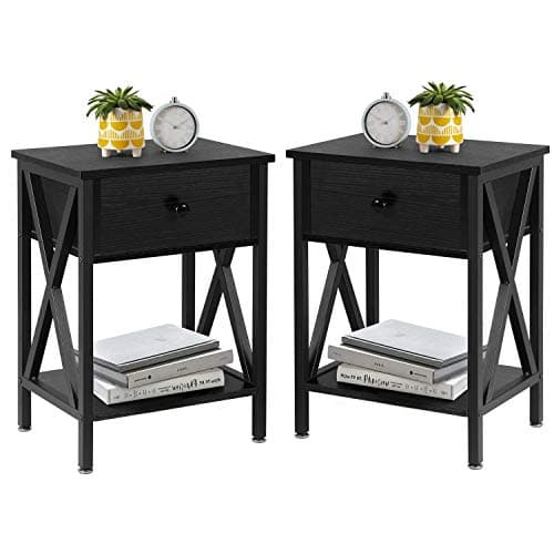 Rustic Nightstand with Drawer for Bedroom Storage
