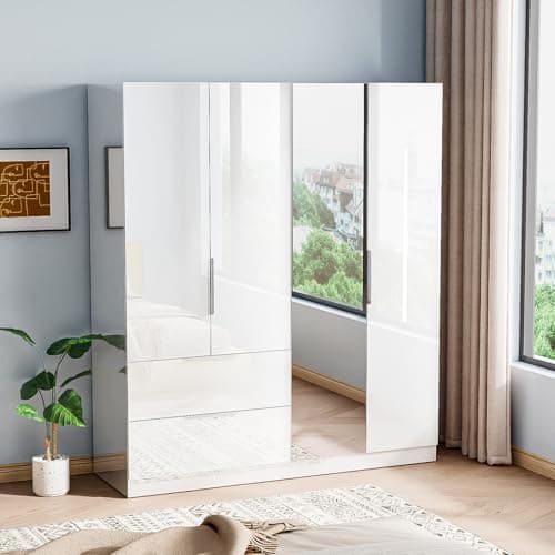 VINGLI Rustic Grey Wide Armoire Wardrobe Closet