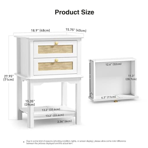 Giluta Natural Rattan 2-Drawer Nightstand, 27.95" H
