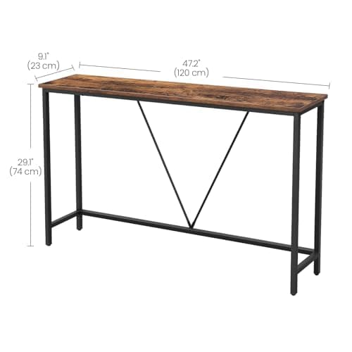 VASAGLE Rustic Brown & Ink Black Narrow Entryway Sofa Table ULNT020B01