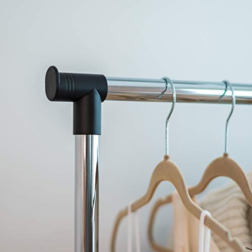 IRIS USA Portable Clothes Rack, Height Adjustable with Lockable Wheels, Single Rod Wardrobe