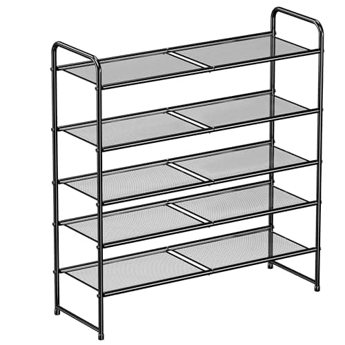 Gold 2 Tier Metal Shoe Organizer, 32" Heavy Duty Closet Rack