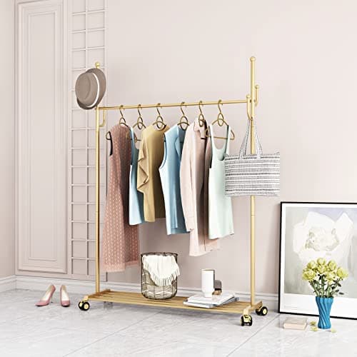 DR.IRON Modern White Hanging Rack, 47''L, Free Standing, Ideal for Retail & Laundry Rooms