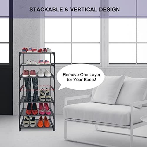Sturdy 4-Tier Non-Woven Fabric Shoe Rack for Entryway and Closet