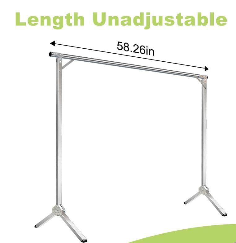 58in Lightweight Silver Stainless Steel Clothes Drying Rack, Foldable for Small Spaces