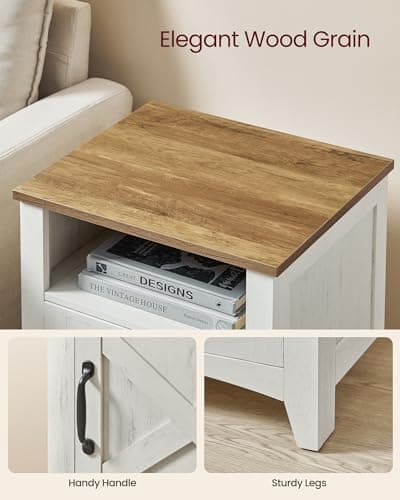 VASAGLE LIRY Collection Rustic White & Honey Brown Farmhouse Nightstand Set of 2