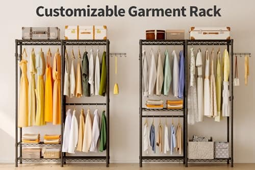 Black Heavy Duty 3-Tier Metal Wire Closet Organizer with 2 Rods, Max 800LBS Load