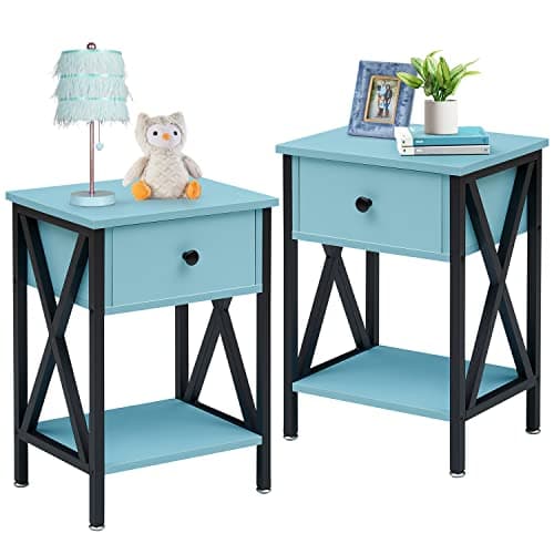 Rustic Nightstand with Drawer for Bedroom Storage