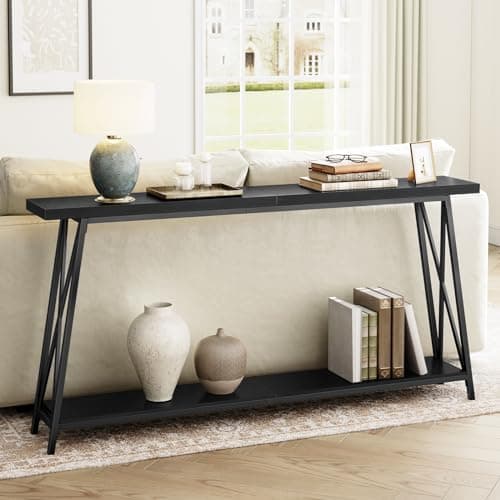 Extra Long Industrial Black Console Table CTHB4801