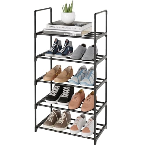 White 3-Tier Metal Shoe Rack for Kids Entryway and Closet (Narrow, 6-8 Pairs)
