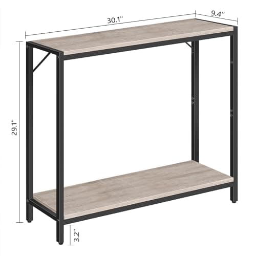 Stylish Greige and Black 2-Tier Console Table for Living Room Entryway CTHG27601