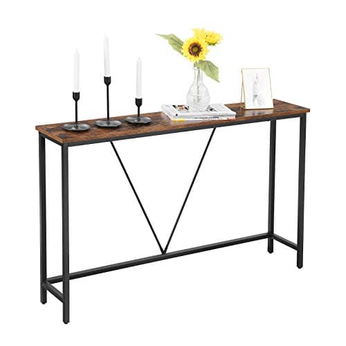 VASAGLE Rustic Brown & Ink Black Narrow Entryway Sofa Table ULNT020B01