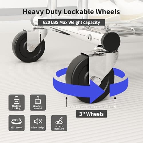 Heavy Duty Y-Type Rolling Clothing Rack, Adjustable Height