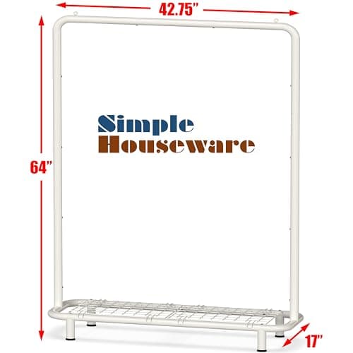 Industrial White Clothing Rack with Bottom Shelves