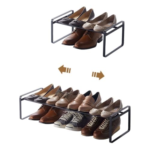 YAMAZAKI Home Adjustable Shoe Rack - Stainless Steel Black