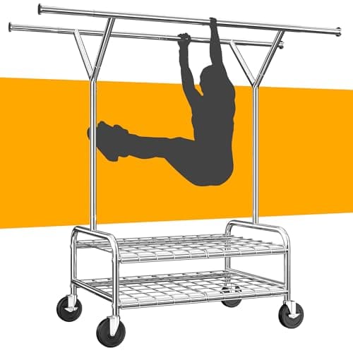Raybee Heavy Duty 480LB Clothes Rack, Adjustable Rolling Closet Organizer