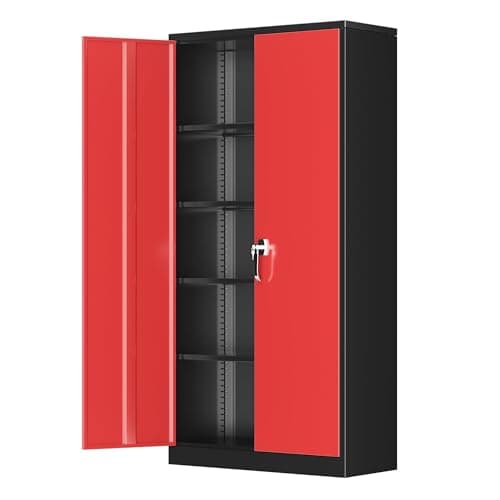 Black Greenvelly Metal Storage Wardrobe Cabinett with Doors, Hanging Rod, 72" Steel Closet for Home Office School