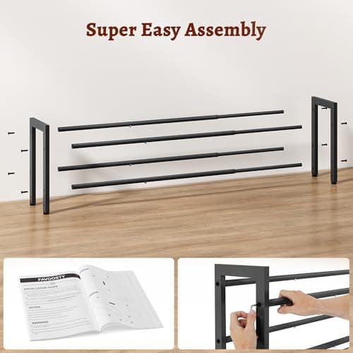 FAVOOSTY 2-Tier Expandable Shoe Rack, Black