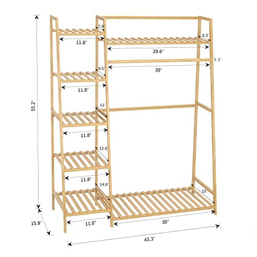 Reliance Bamboo Clothing Rack with Shoe Storage for Multi-Tiered Closet Organization