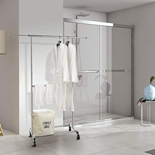 Simple Rolling Double Rod Clothes Organizer, Chrome