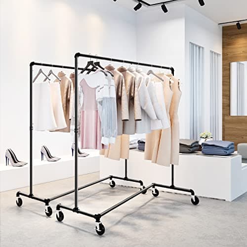 GREENSTELL Rolling Industrial Pipe Clothes Rack with Brakes, Heavy Duty for Bedroom & Laundry Room (59x24x63 inch)