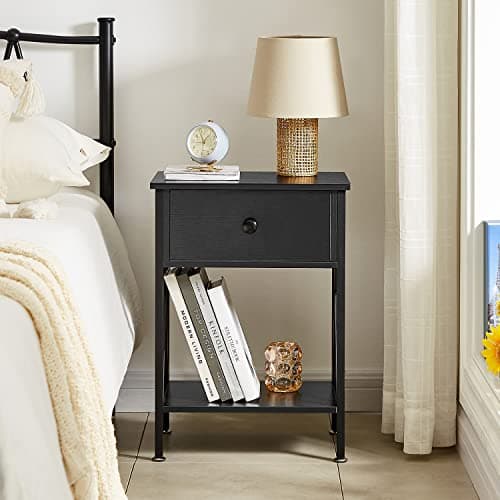 Rustic Nightstand with Drawer for Bedroom Storage