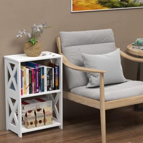 White 3-Tier Nightstand for Living Room Set of 2