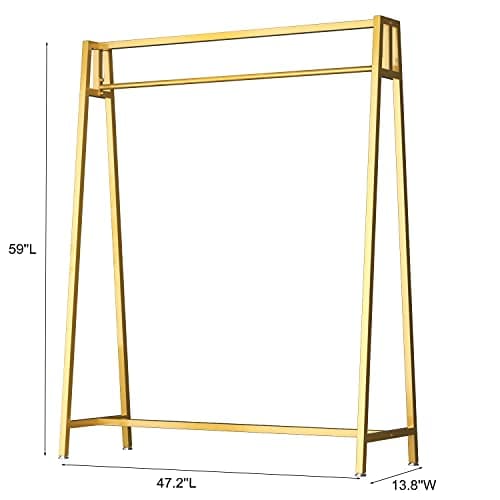 HOMEKAYT Gold Modern Metal Heavy Duty Garment Rack 47"LS
