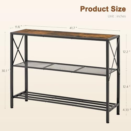 Hoctieon Industrial 3-Tier Console Table for Entryway and Hallway