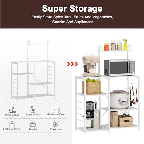 Soges White Multi-Functional Kitchen Microwave Stand & Rack