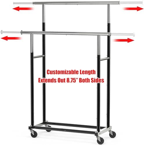 Black Standard Double Rod Houseware Garment Rack