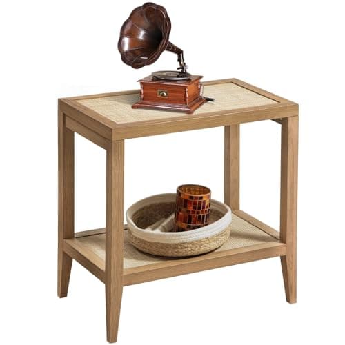 SICOTAS Boho Rattan Nightstands Set of 2 for Small Space