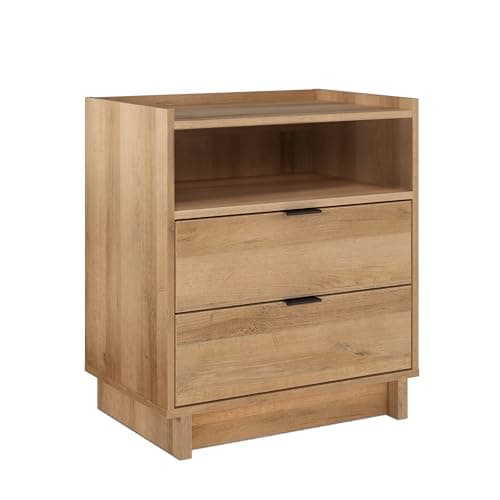 Prepac Rustic Ridge Black Nightstand, 2 Drawers + Shelf for Bedroom
