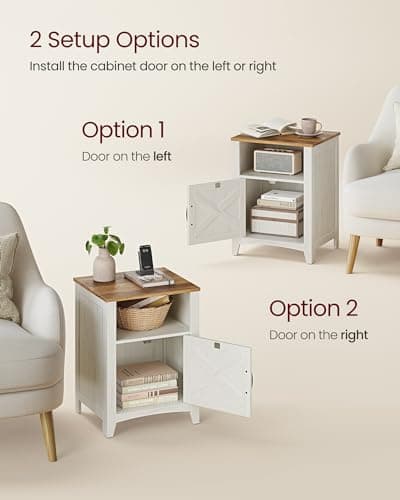 VASAGLE LIRY Collection Rustic White & Honey Brown Farmhouse Nightstand Set of 2