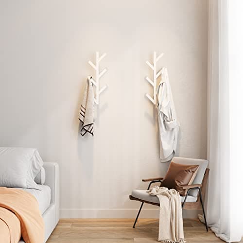 RRG White Metal Vertical Hat & Coat Rack, 16" High, Wall Mountable