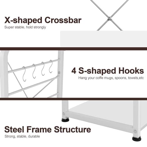 Soges White Multi-Functional Kitchen Microwave Stand & Rack