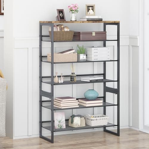 Garden 4 You 6-Tier Shoe Storage Rack, Brown Wooden Top, Large Capacity