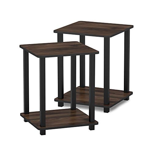 Furinno Columbia Walnut/Black Set of 2 End Tables
